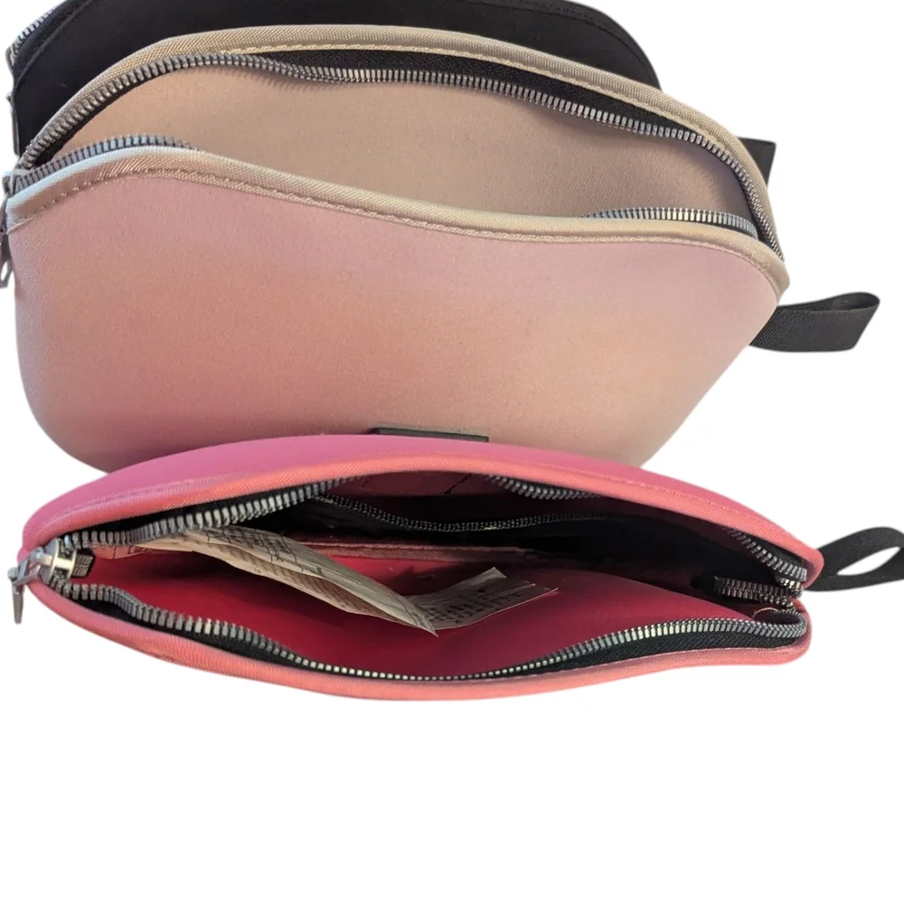 RARE 90s IKEA Lursjon #0439 3 Detachable Zip Pouches Pink/Black/Cement 10